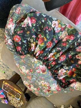 Vintage Cossette Isadora Ralph Lauren Fitted King Sheet Black Floral Cotton USA